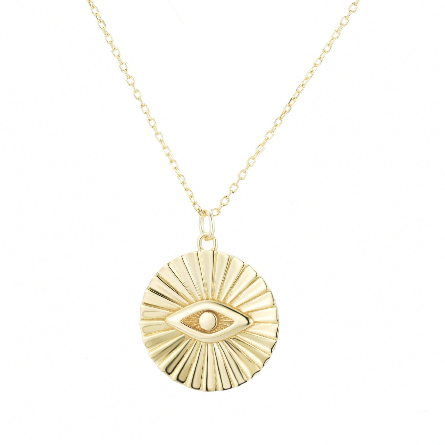 large evil eye silver necklace