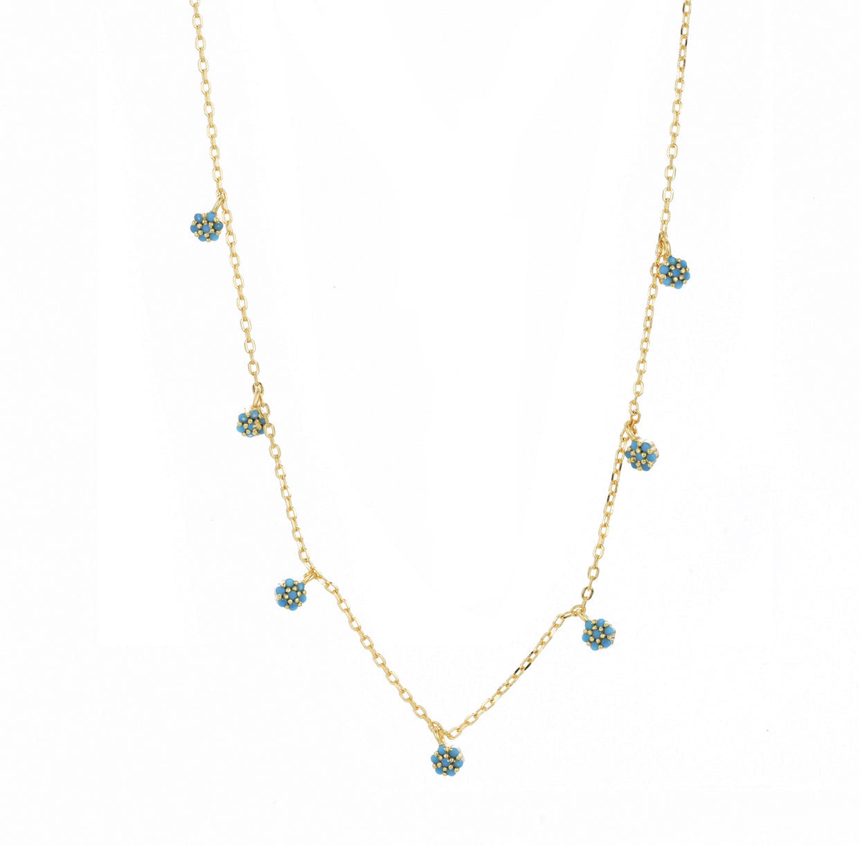 turquoise droplet gold necklace