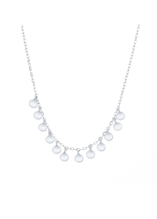 boho mini disc silver necklace