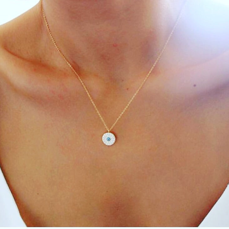 LINA MINI EVIL EYE ROSE GOLD NECKLACE