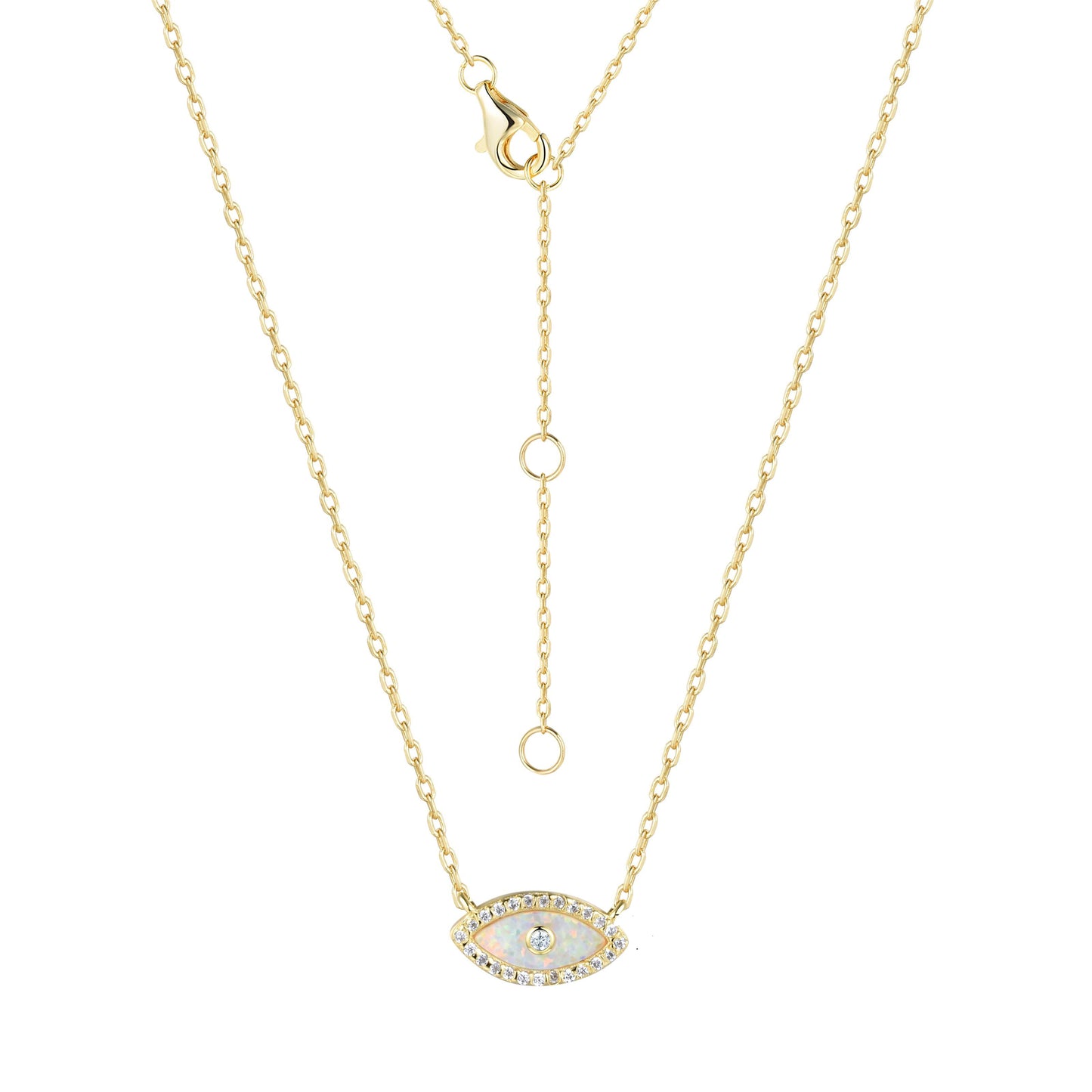 ALANI EVIL EYE WHITE OPAL GOLD NECKLACE