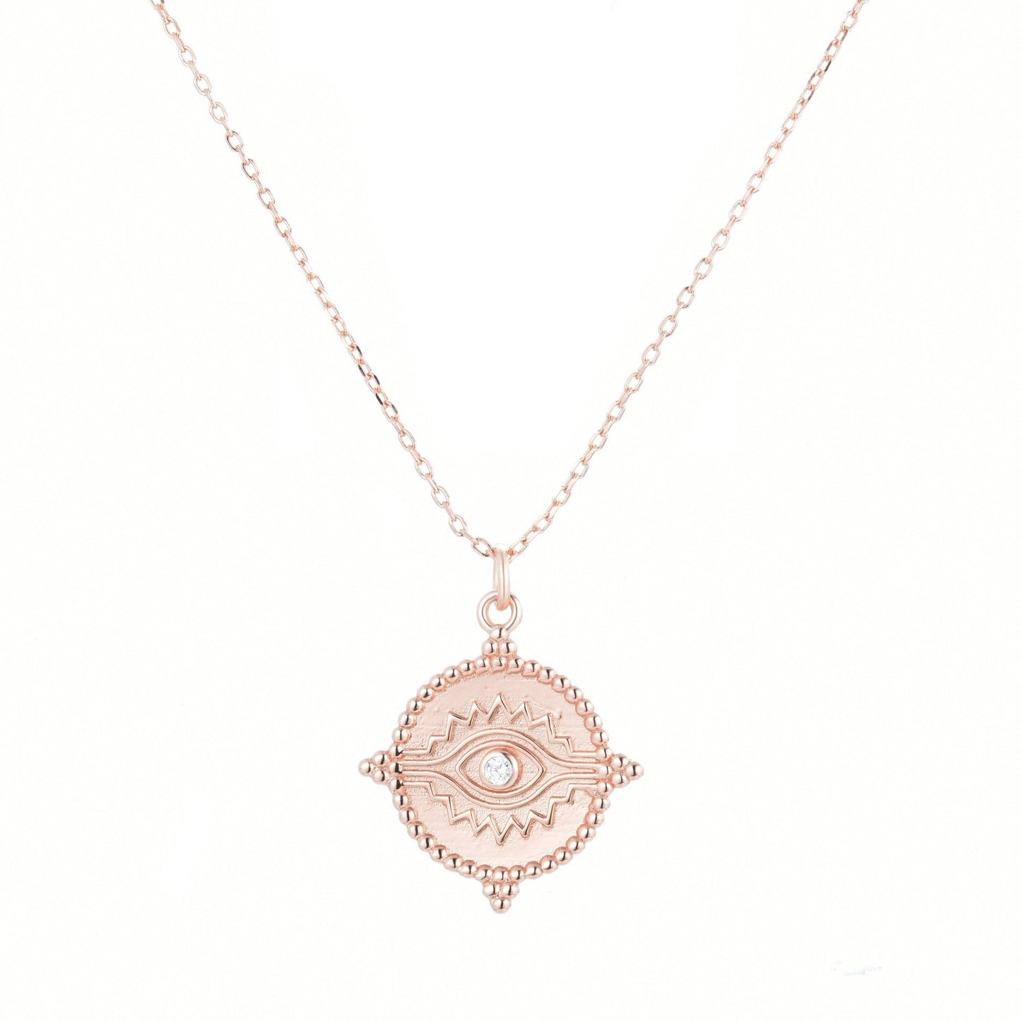 vintage evil eye rose gold necklace