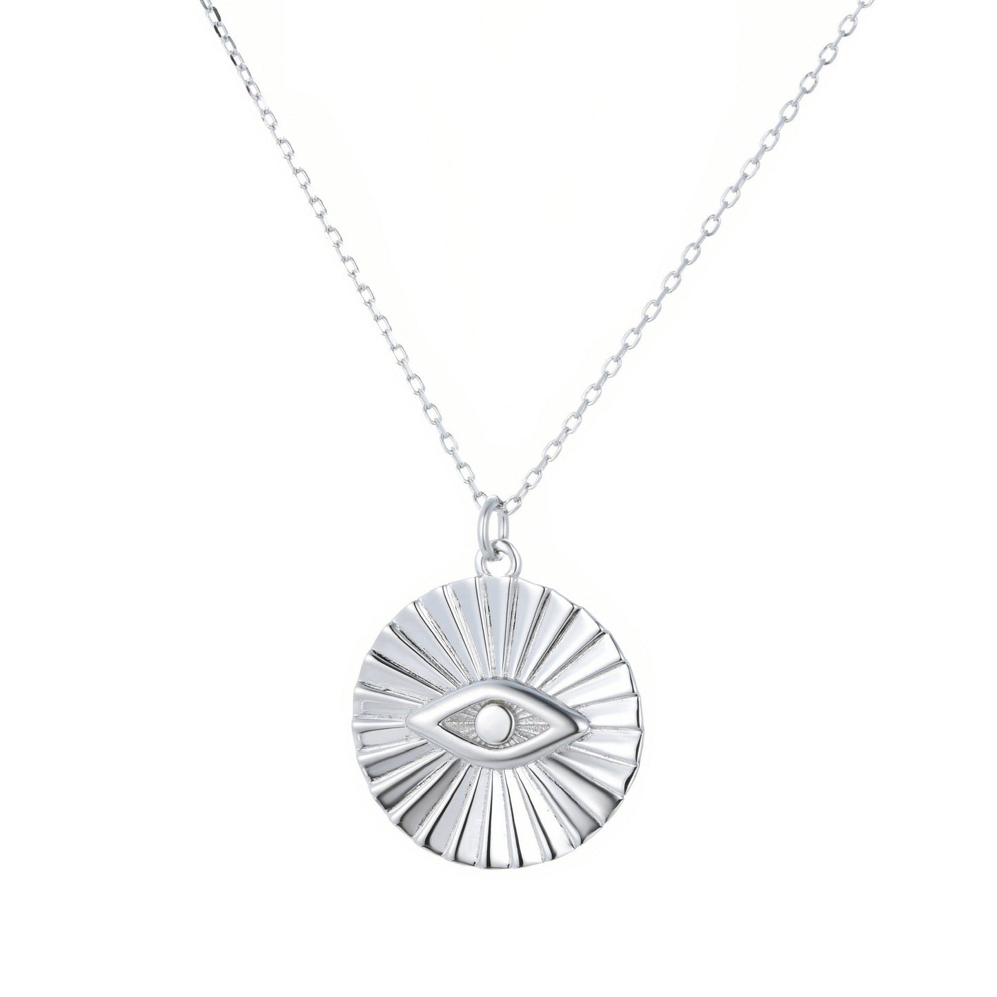 large evil eye silver necklace