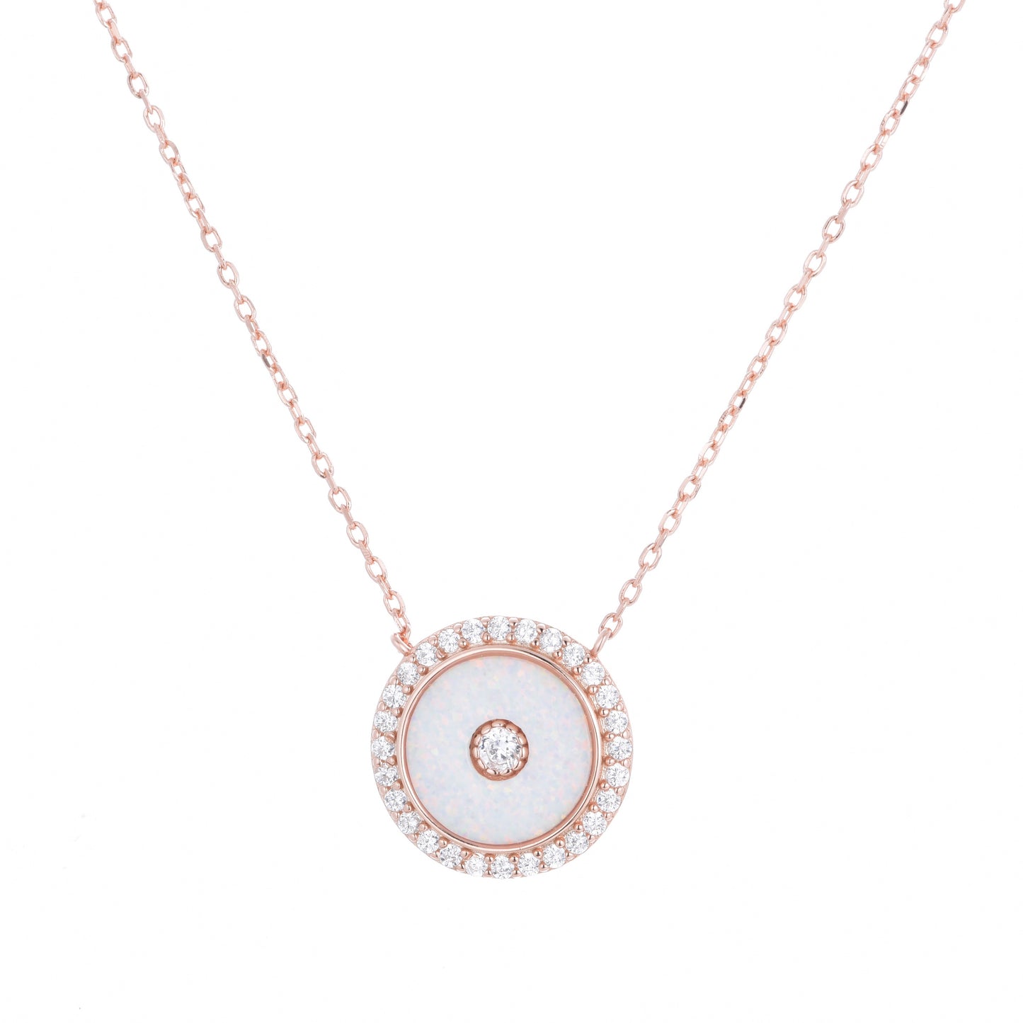 ALYNAH ROUND OPAL ROSE GOLD NECKLACE