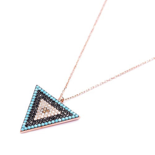 TURQUOISE TRIANGLE EVIL EYE NECKLACE