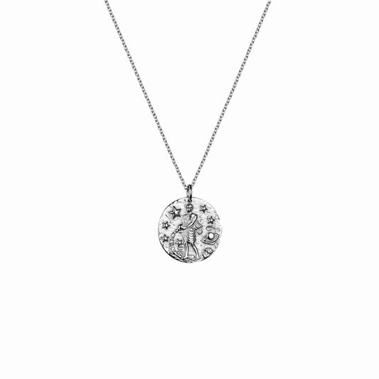 Aquarius zodiac silver necklace 