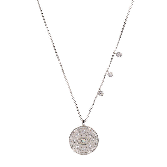 Boho vintage evil eye silver necklace 