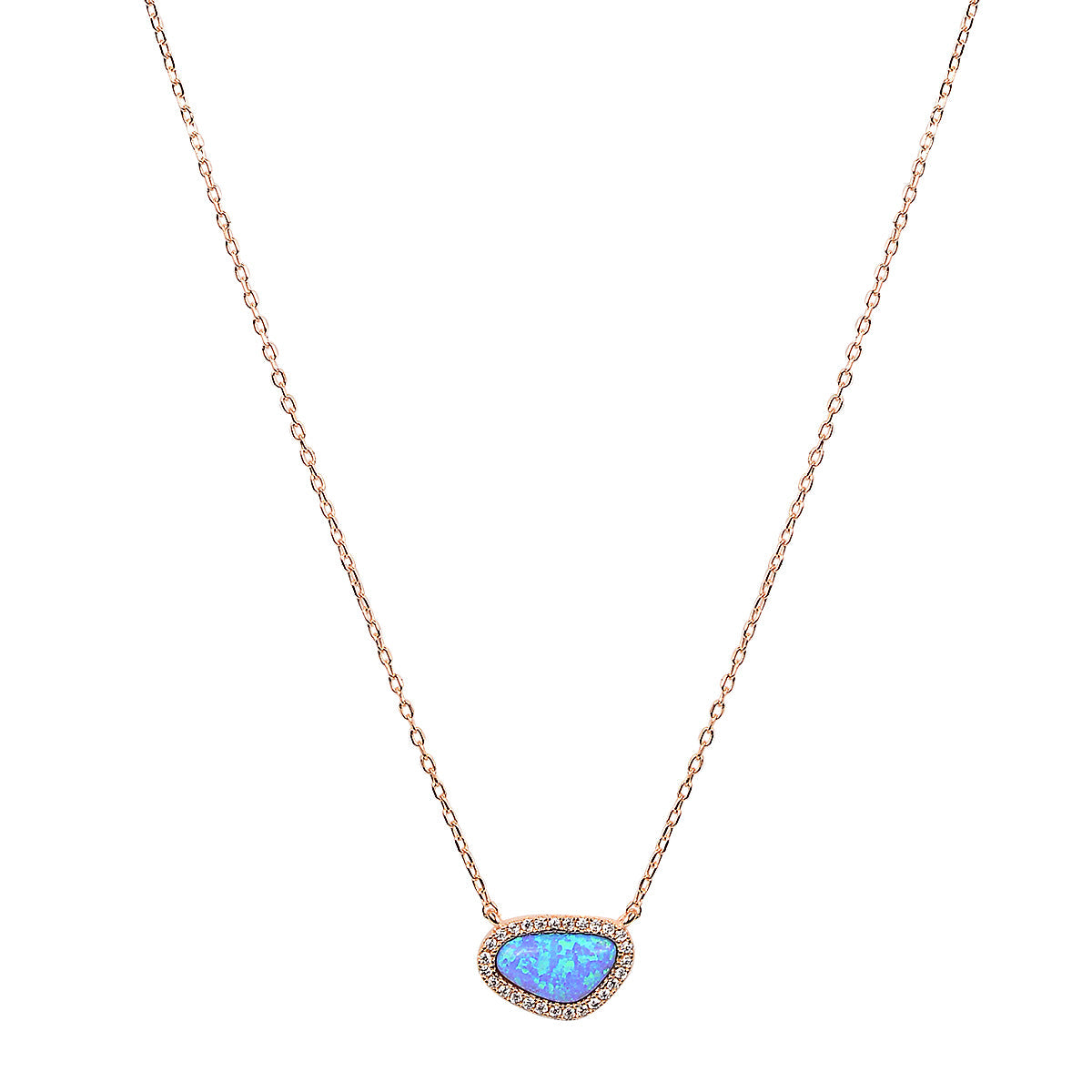 Asymmetric opal rose gold necklace 