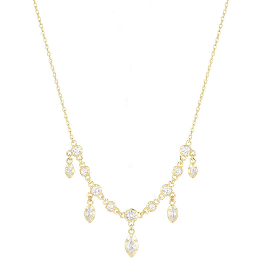ALIRA CRYSTAL DROP GOLD NECKLACE