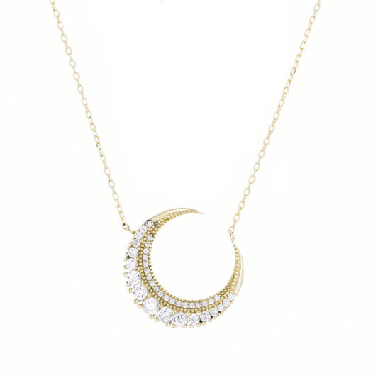 ELARA CRYSTAL ECLIPSE MOON GOLD NECKLACE