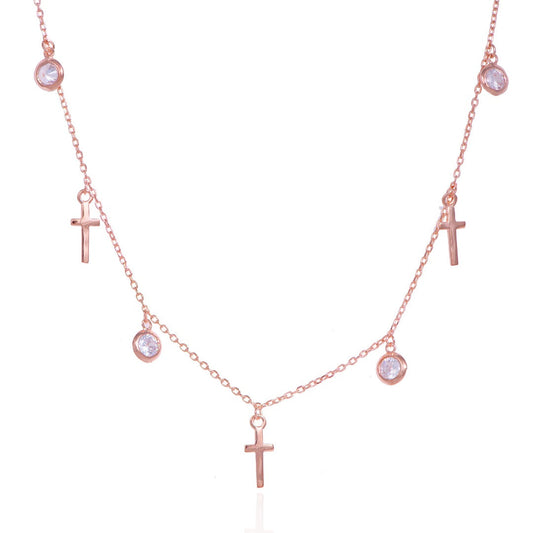 CHIARA CROSS ROSE GOLD NECKLACE