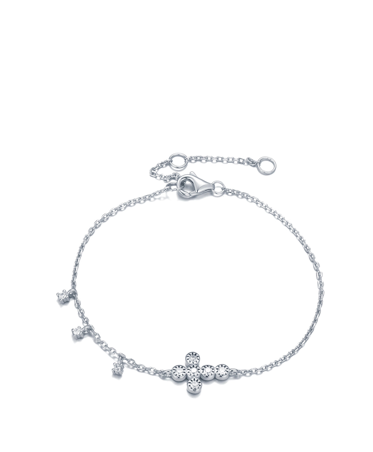 ALINA CRYSTAL MINI CROSS SILVER BRACELET