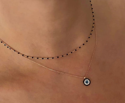 ANGELA EVIL EYE ROSE GOLD NECKLACE