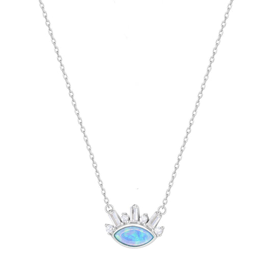 ENIGMA OPALITE EVIL EYE SILVER NECKLACE