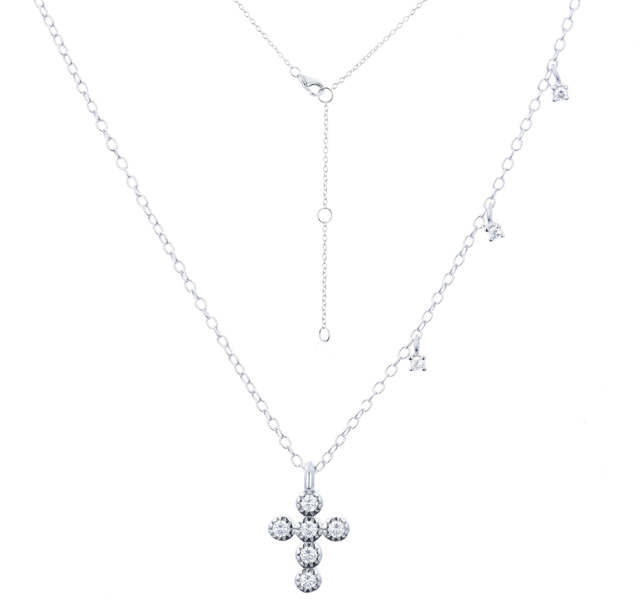 ALINA CRYSTAL MINI CROSS SILVER NECKLACE