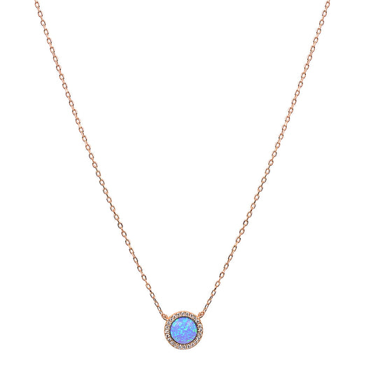 Round opal rose gold necklace 
