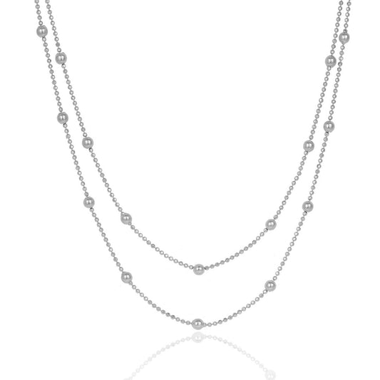 ERIKA DOUBLE CHAIN SILVER NECKLACE