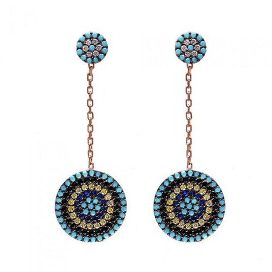 Evil eye turquoise drop earrings 