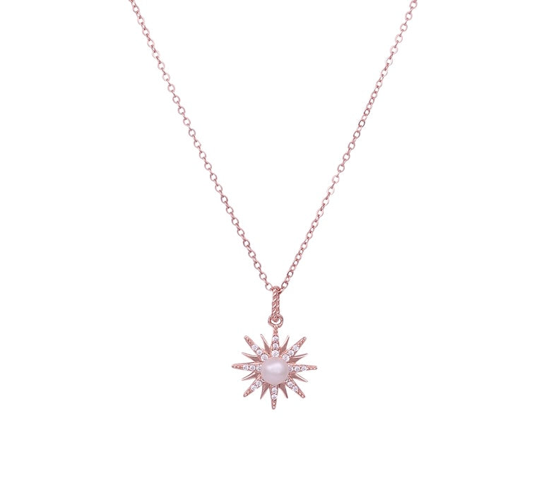 18K ROSE GOLD VERMEIL LUMI PEARL STAR NECKLACE