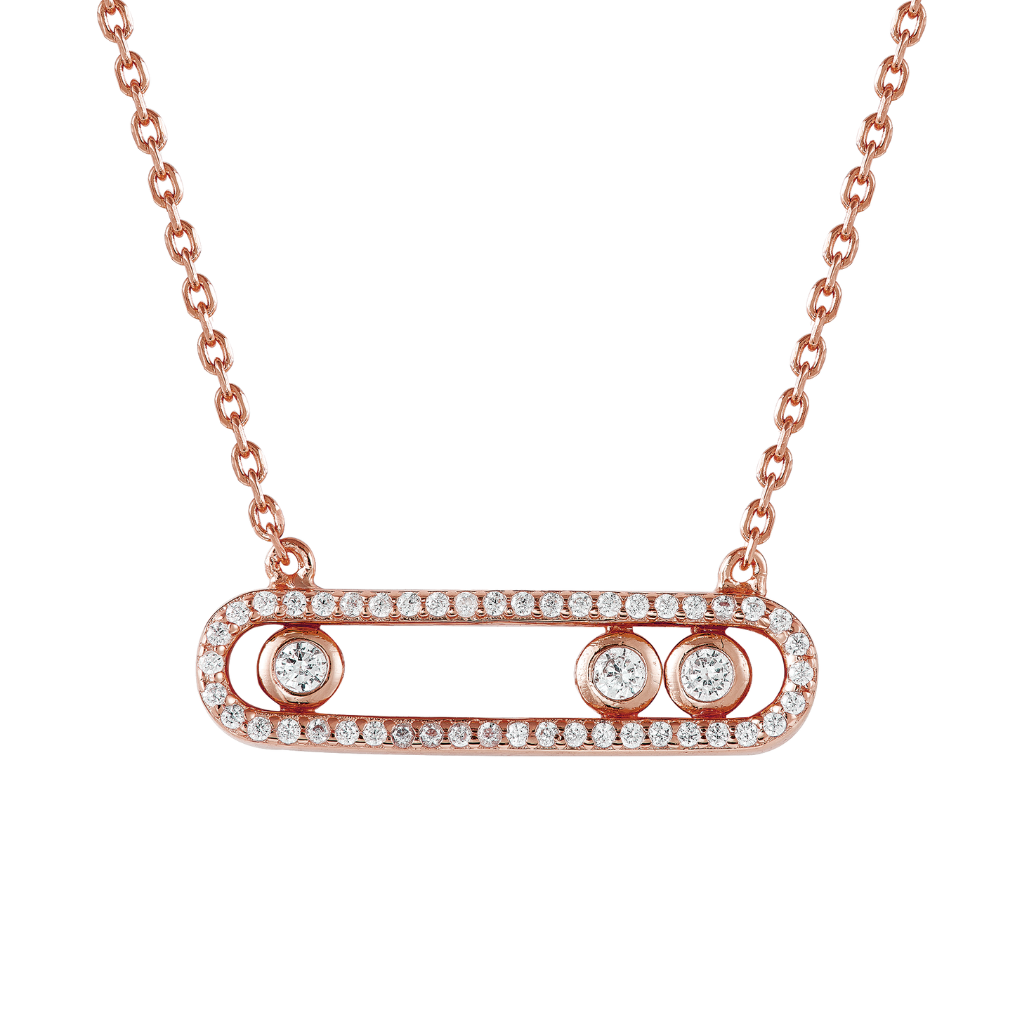LEONA SLIDING CRYSTAL ROSE GOLD NECKLACE
