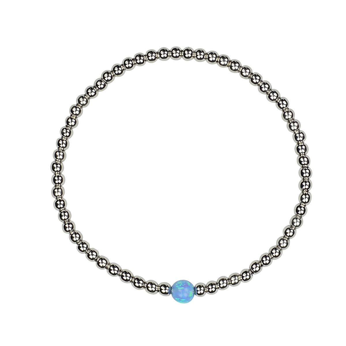 opalite ball silver beaded bracelet
