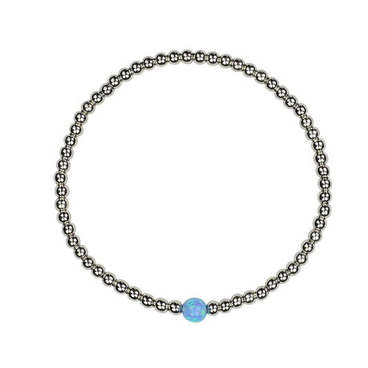 opalite ball silver beaded bracelet