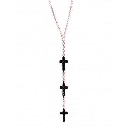 three mini cross onyx necklace