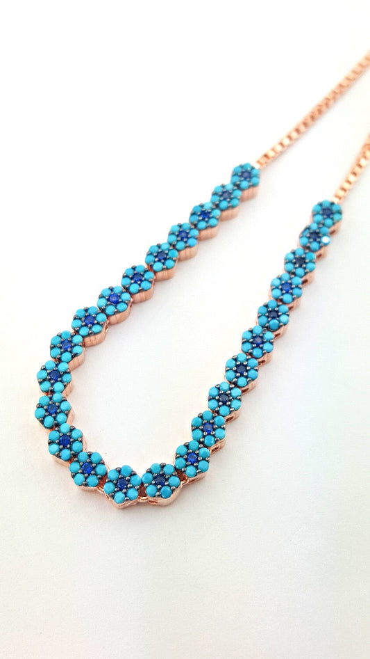 Turquoise adjustable tennis bracelet 