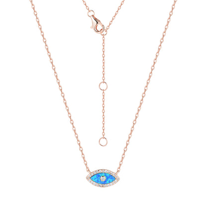 ALANI EVIL EYE BLUE OPAL ROSE GOLD NECKLACE