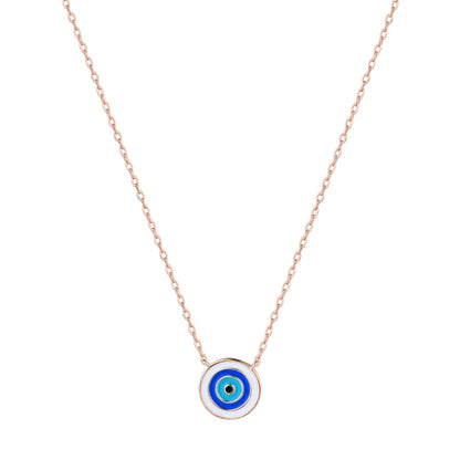 light blue evil eye rose gold necklace 