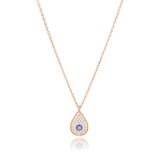 evil eye mati rose gold necklace