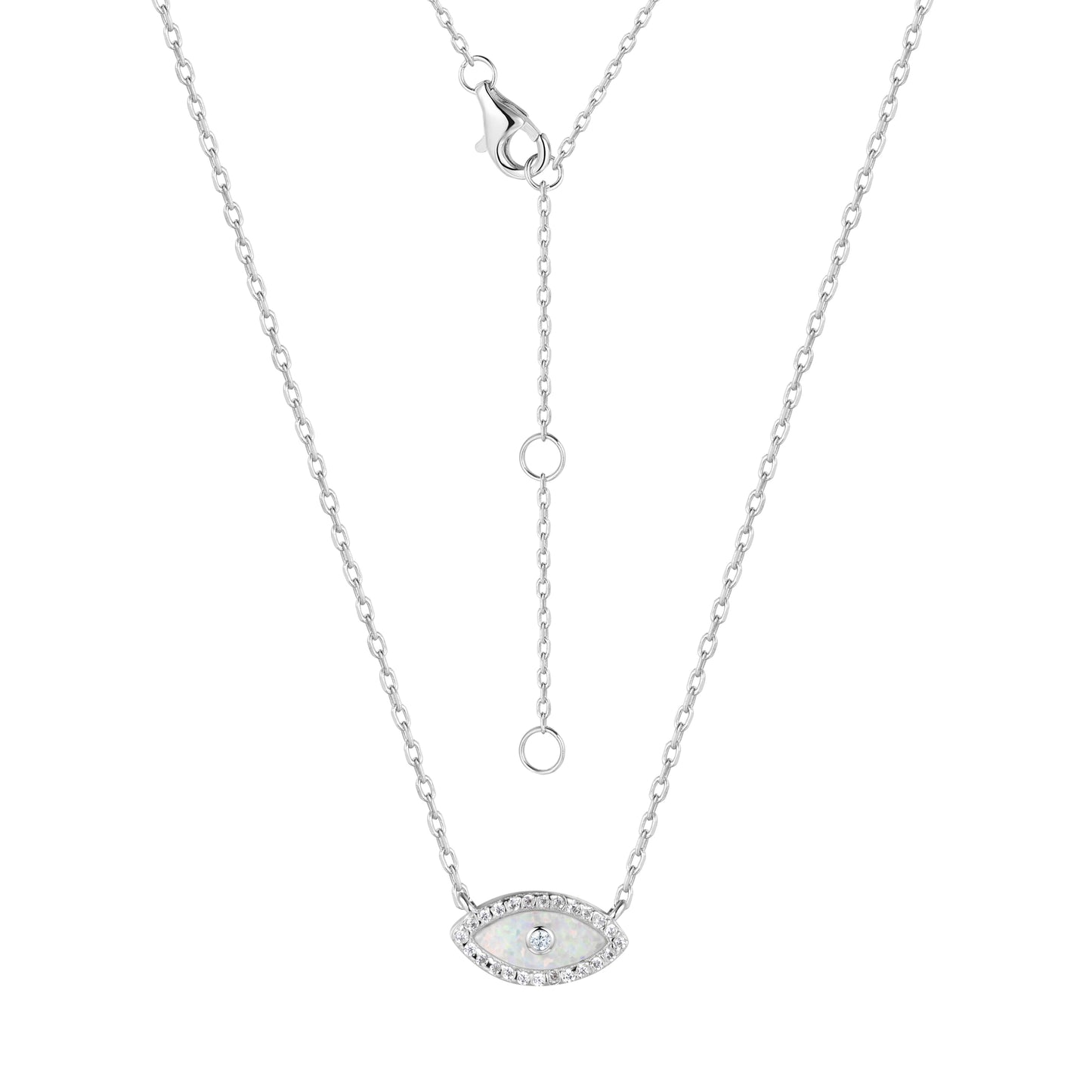 ALANI EVIL EYE WHITE OPAL SILVER NECKLACE
