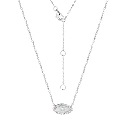 ALANI EVIL EYE WHITE OPAL SILVER NECKLACE