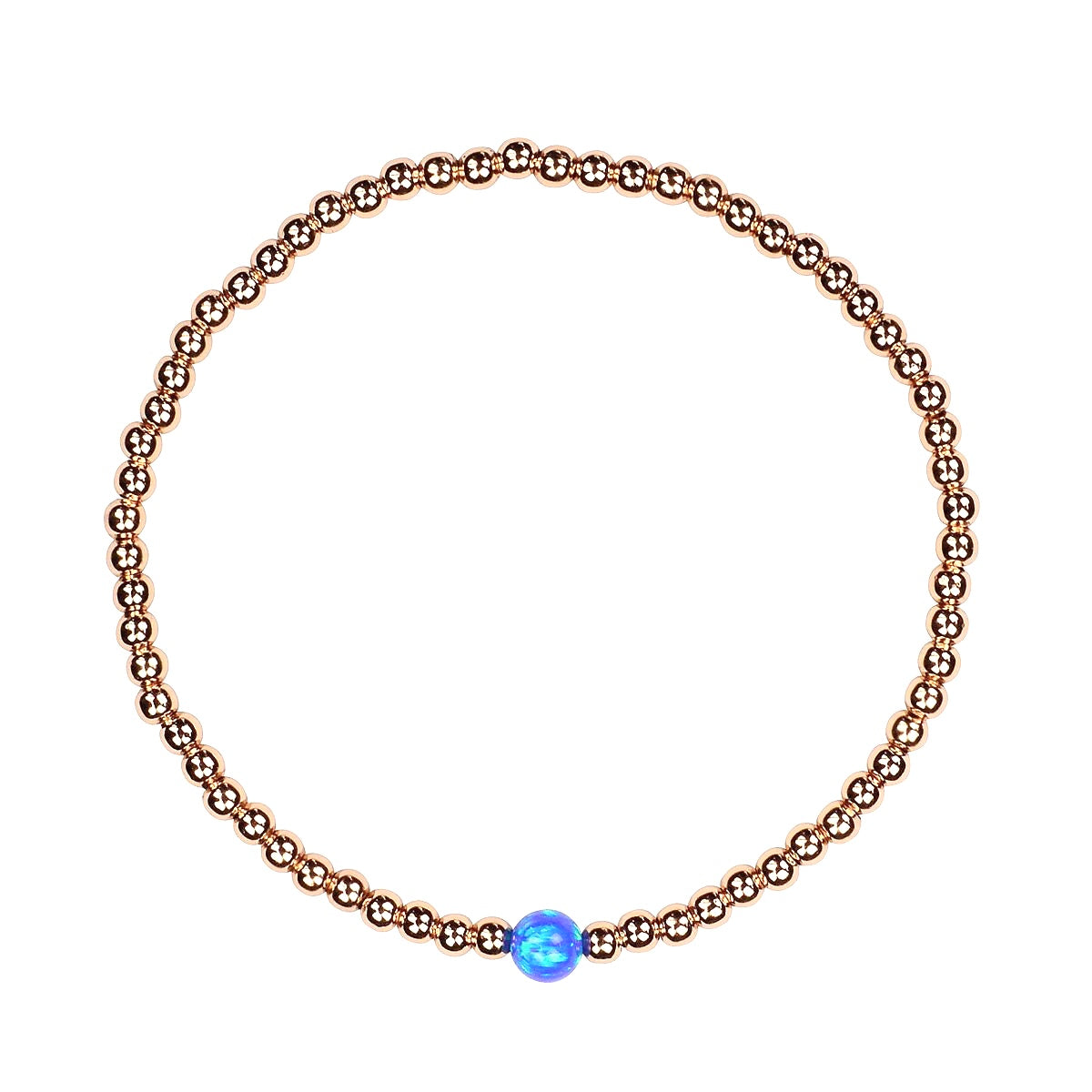 CANCUN (DARK BLUE) OPALITE BEADED GOLD BRACELET