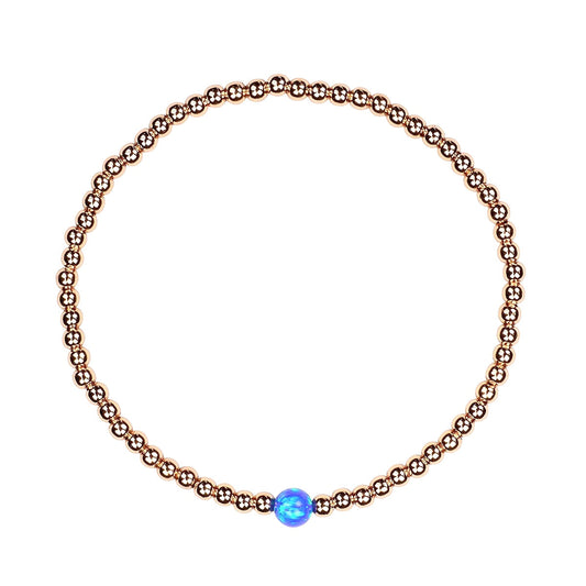CANCUN (DARK BLUE) OPALITE BEADED GOLD BRACELET