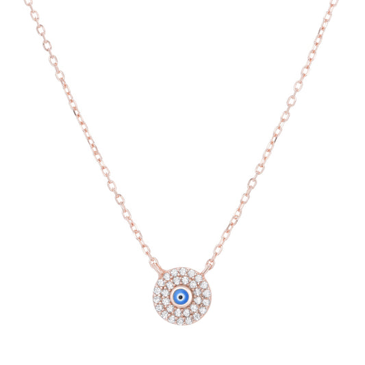 ALESSA MINI EVIL EYE ROSE GOLD NECKLACE