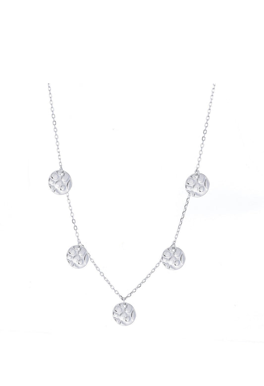 bohemian disc silver necklace 