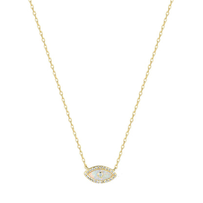 ALANI EVIL EYE WHITE OPAL GOLD NECKLACE