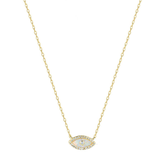 ALANI EVIL EYE WHITE OPAL GOLD NECKLACE