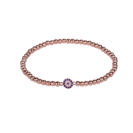 evil eye rose gold beaded bracelet
