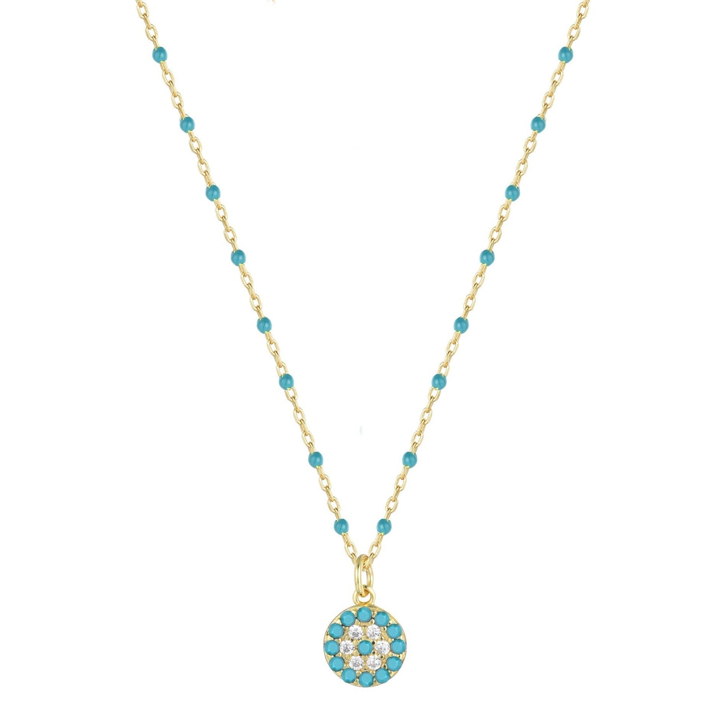 turquoise beaded turquoise evil eye gold necklace