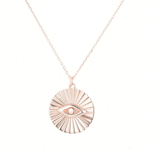 large evil eye rose gold necklace 