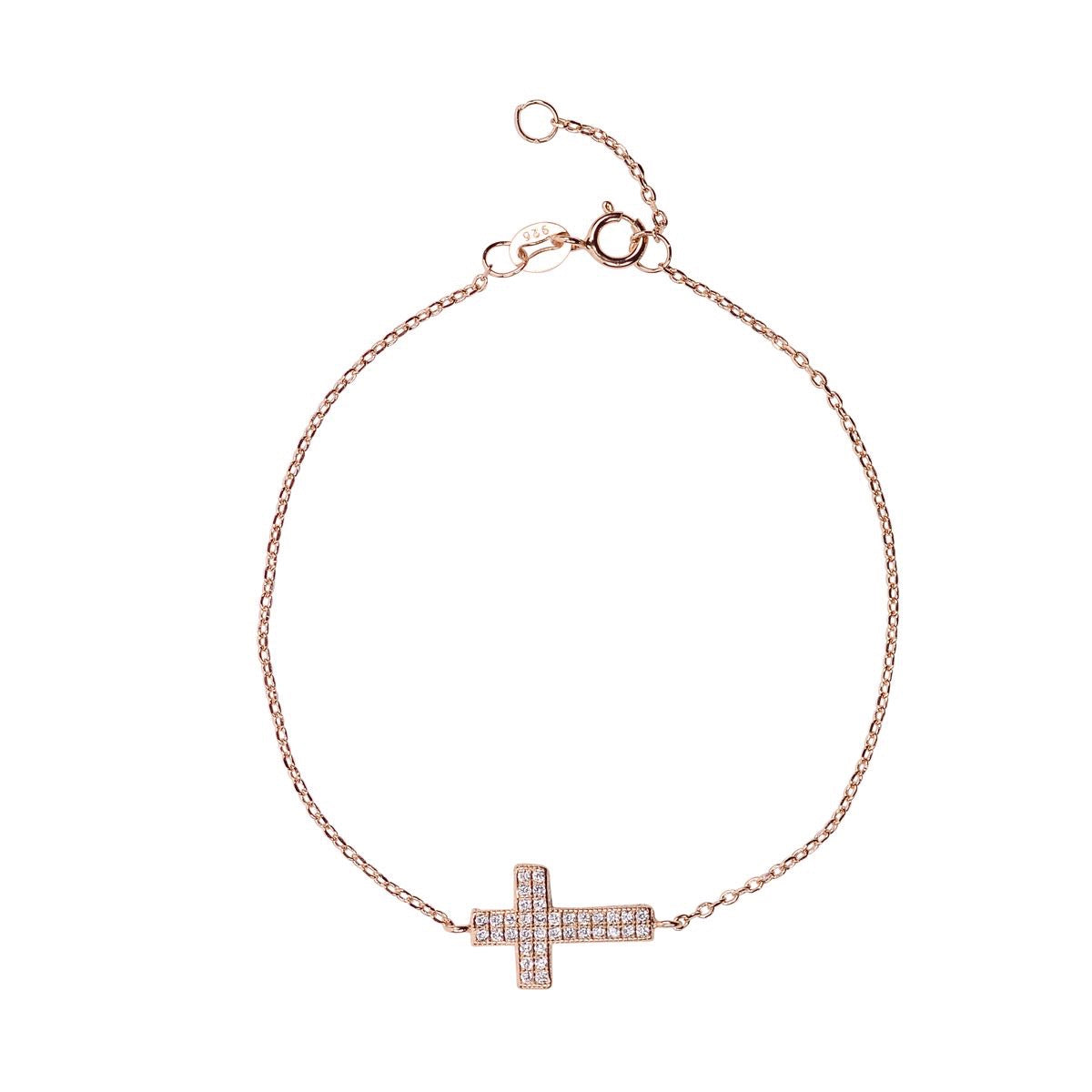 DANAE SIDE CROSS ROSE GOLD BRACELET