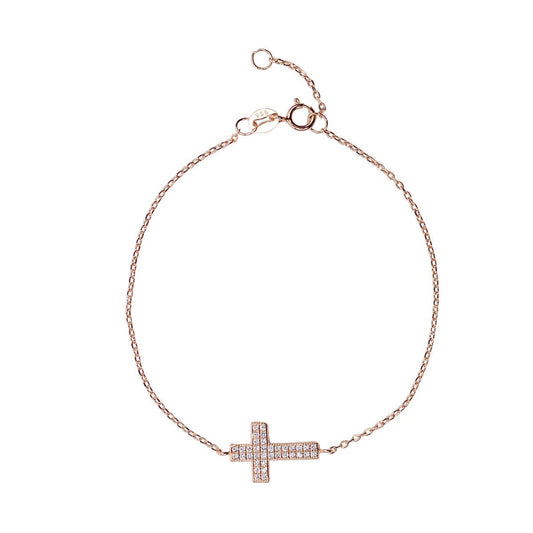 DANAE SIDE CROSS ROSE GOLD BRACELET