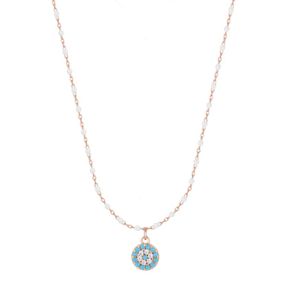 white beaded turquoise evil eye rose gold necklace