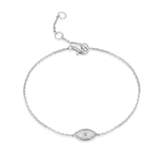ALANI EVIL EYE WHITE OPAL SILVER BRACELET