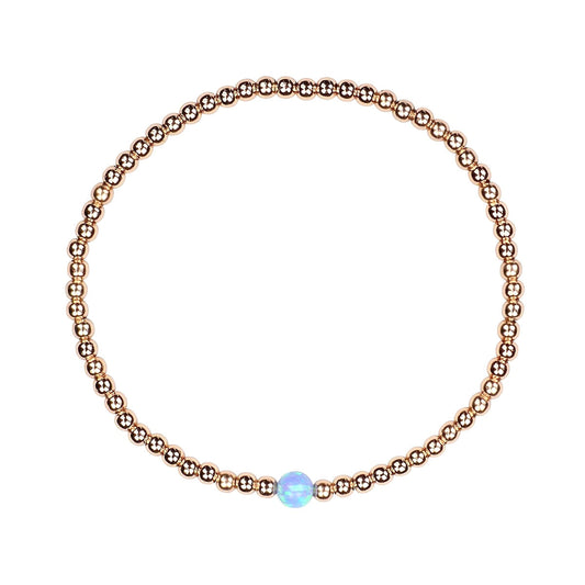 DESTINY (LIGHT BLUE) OPALITE BALL BEADED GOLD BRACELET