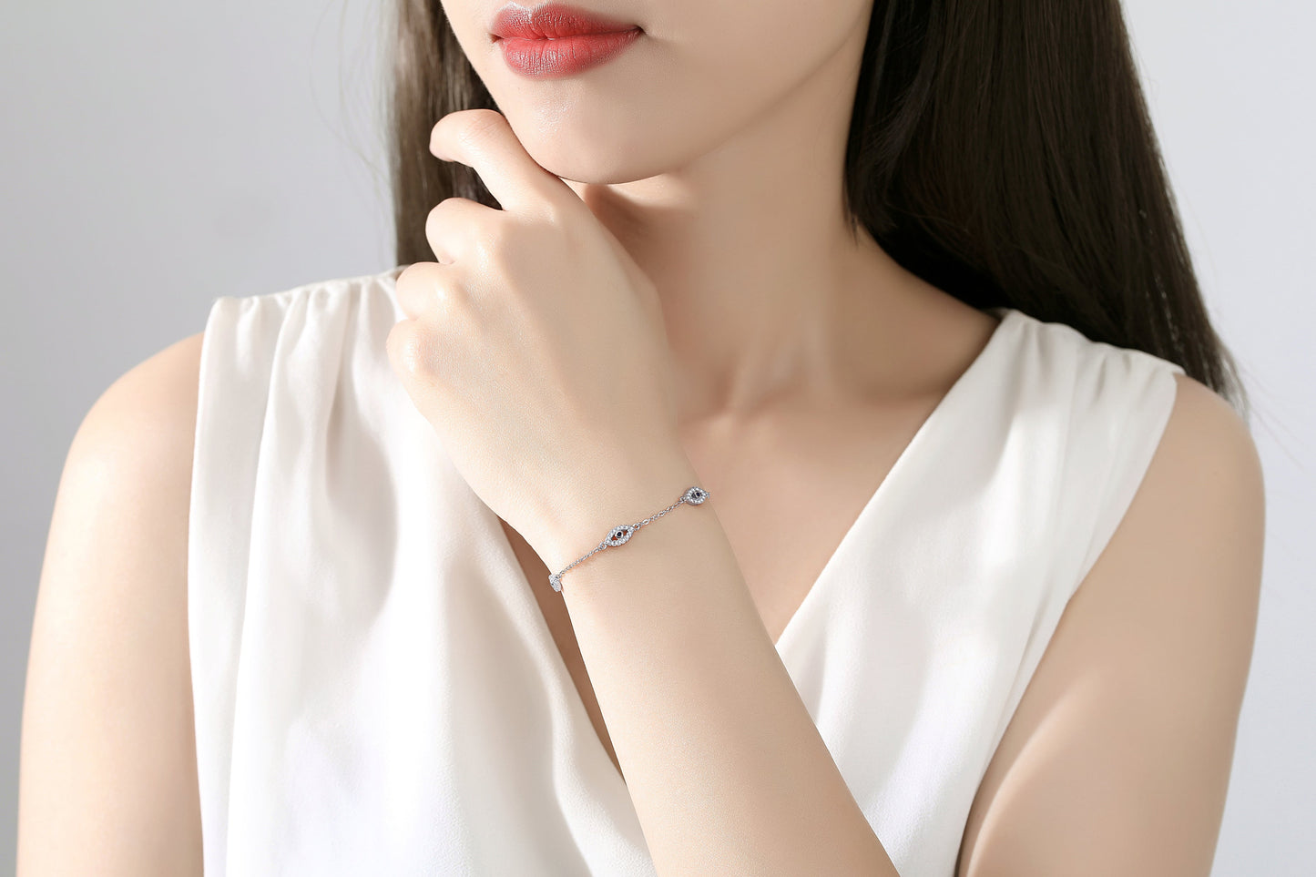 CHARLIZE EVIL EYE SILVER BRACELET