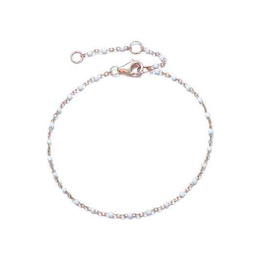 ANGELINA WHITE BEADED ROSE GOLD BRACELET